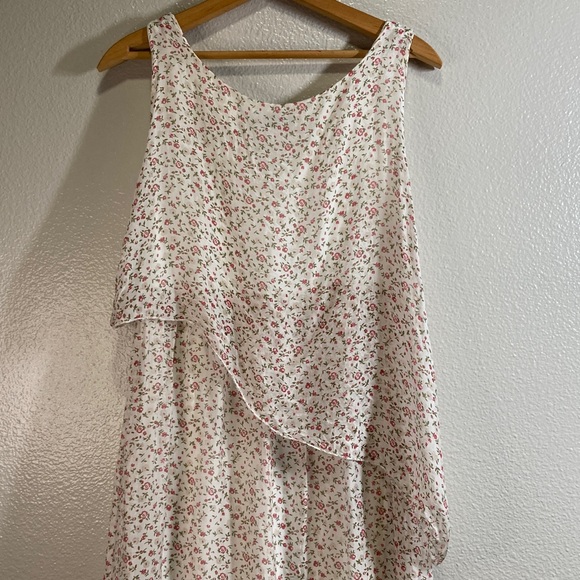Vintage Le Temps Des Couleurs Romantic Ditsy Floral Asymmetric Silk Dress Sz S - Picture 8 of 10